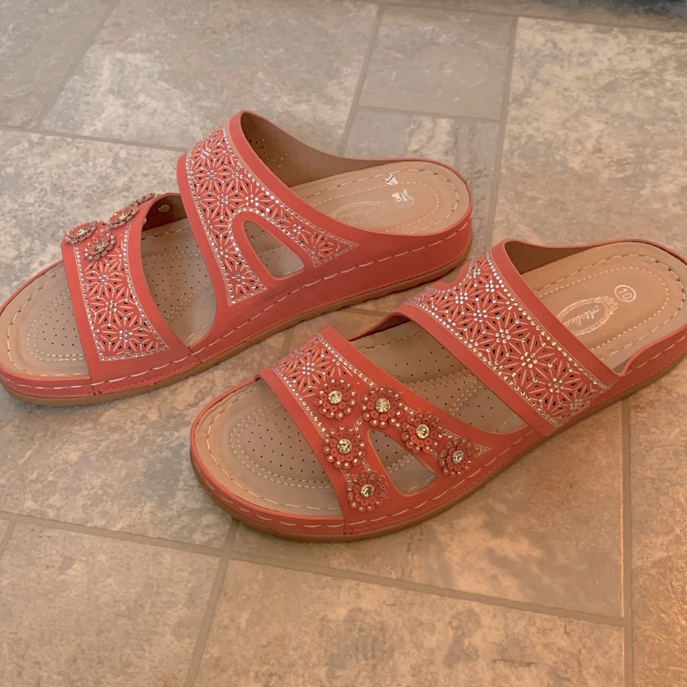 NWOT Atalina Coral Slide Sandals - Picture 5 of 7